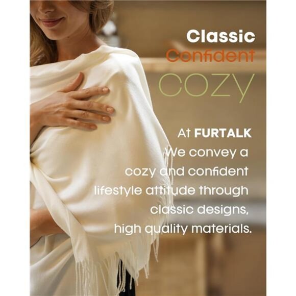 FURTALK Winter Scarf for Women Pashmina Shawl Wraps Cashmere Feel Warm Fashion - Picture 6 of 7